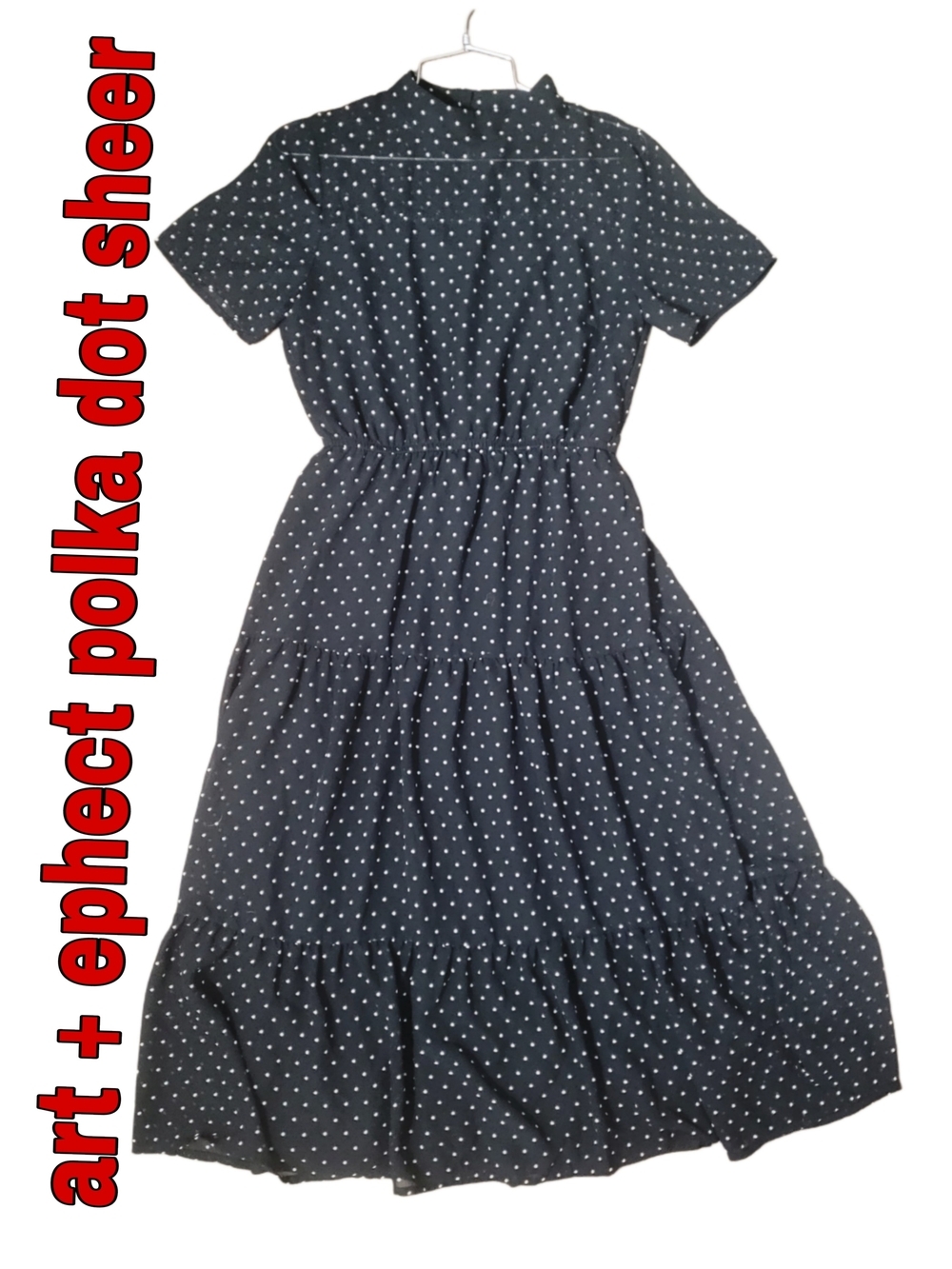 Vintage Polka Dot Tiered Sheer Accent Maxi Dress Art+ Ephect